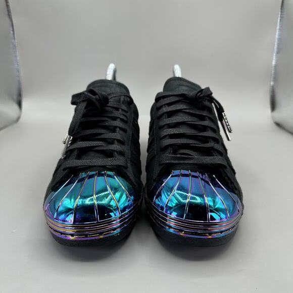 Adidas Superstar 80s Metal Toe Iridescent Shoes Womens 7.5 US Black Suede S76710 - Picture 3 of 10
